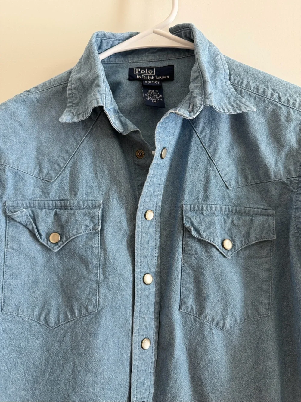 Ralph Lauren Light Denim Western Snap Shirt - Blue